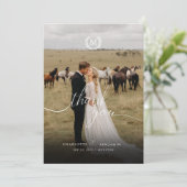 Elegante Wapenschild Monogram 2 Foto Bedankkaart (Staand voorkant)