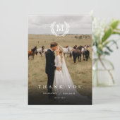 Elegante Wapenschild Monogram 2 Foto Bedankkaart (Staand voorkant)