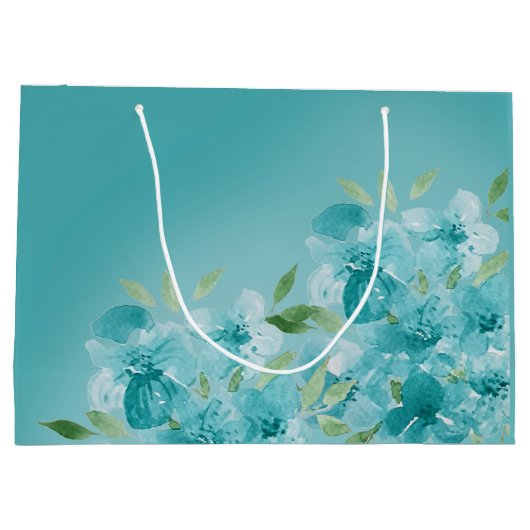 Elegante Ware Blauwe Waterverf Wildbloemen Groot Cadeauzakje (Achterkant)