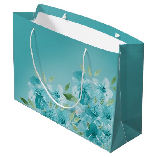 Elegante Ware Blauwe Waterverf Wildbloemen Groot Cadeauzakje (Achterkant Gekanteld)