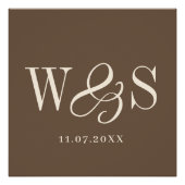 Elegante warmbruine paar initialen bruiloft perfect poster (Voorkant)