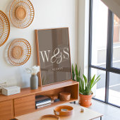 Elegante warmbruine paar initialen bruiloft poster