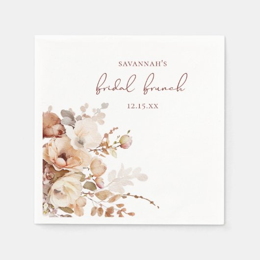 Elegante warme blos bloemachtige bruidsdouche servet (Voorkant)