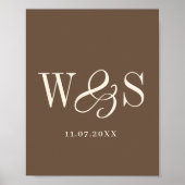 Elegante warme bruine koppel initials bruiloft poster (Voorkant)