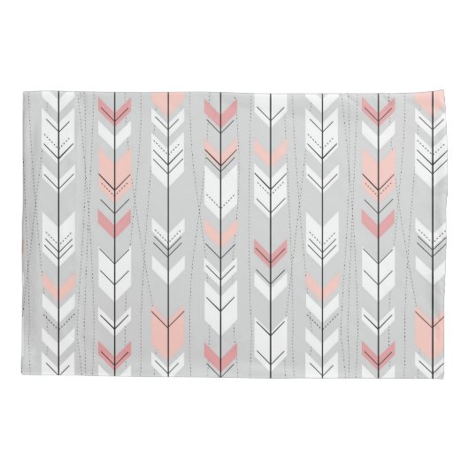 Elegante warme grijze witte roze pijlen regenen na kussensloop (Achterkant)