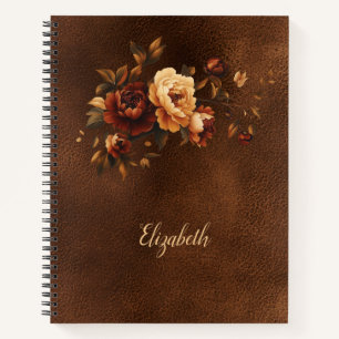 Elegante warme herfstflora gepersonaliseerd notitieboek