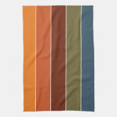 Elegante warme herfstkleuren strepenpatroon theedoek (Verticaal)