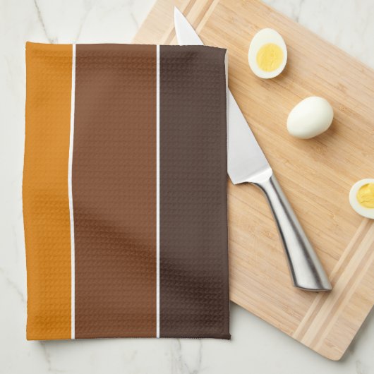 Elegante warme herfstkleuren strepenpatroon theedoek (Quarter Fold)