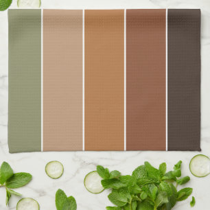 Elegante warme herfstkleuren strepenpatroon theedoek
