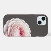 Elegante warme houtskoolroze bloem iPhone 15 case (Achterkant horizontaal)