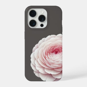 Elegante warme houtskoolroze bloem iPhone 15 pro case