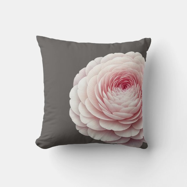Elegante warme houtskoolroze bloemenkussen kussen (Voorkant)