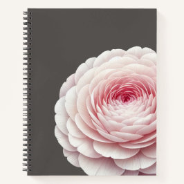 Elegante warme houtskoolroze bloemige botanische notitieboek