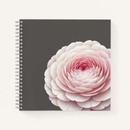 Elegante warme houtskoolroze bloemige botanische notitieboek