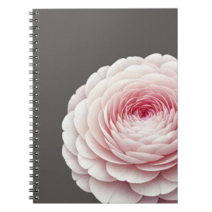 Elegante warme houtskoolroze bloemige botanische notitieboek