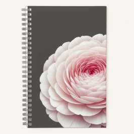 Elegante warme houtskoolroze bloemrijke botanische notitieboek