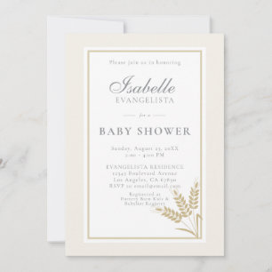 Elegante warme linnen tarwe baby shower uitnodigin