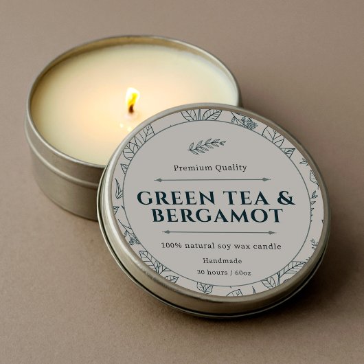 Elegante warme melkachtige romige botanische kaars ronde sticker