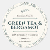 Elegante warme melkachtige romige botanische kaars ronde sticker (Voorkant)