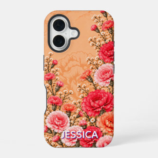Elegante warme oranje madeliefjesbloemen iPhone 16 hoesje