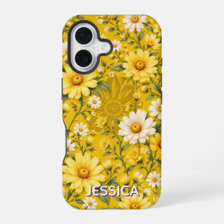 Elegante warme oranje madeliefjesbloemen iPhone 16 hoesje