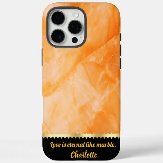 Elegante warme oranje marmeren textuur Case-Mate iPhone case (Achterkant)