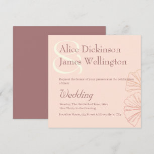 Elegante warme roze aardetinten Ginkgo Bruiloft Kaart