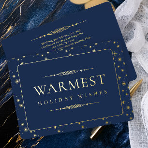 Elegante warmste kerstwensen Navy Zakelijk Folie Feestdagenkaart