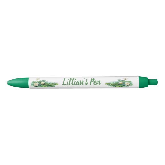 Elegante Water Lily naam Zwarte Inkt Pen (Voorkant)