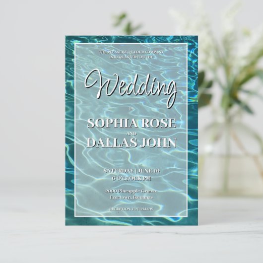 Elegante water meer oceaan bestemming bruiloft kaart (Staand voorkant)