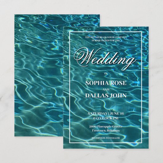 Elegante water meer oceaan bestemming bruiloft kaart (Voorkant / Achterkant)