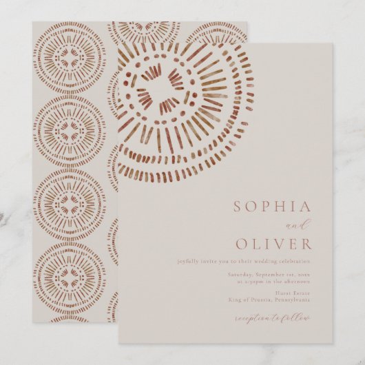 Elegante Watercolor Art Deco Tropische Bruiloft Kaart (Voorkant / Achterkant)