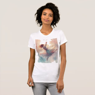 Elegante Watercolor Ballerina T-shirt – Vrouwelijk