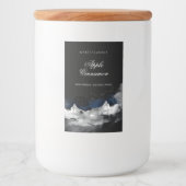 Elegante Watercolor Black Mountains kaars Voedselcontainer Etiket (Voorkant)