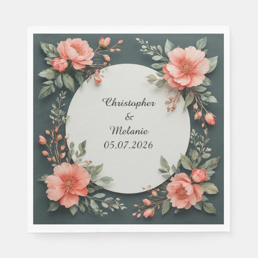Elegante Watercolor Bloem Frame Servet (Voorkant)