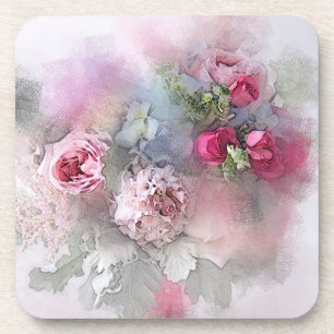 Elegante Watercolor Bloemen Rozen Boeket Sjabloon Bier Onderzetter