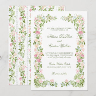 Elegante Watercolor Bloemige Trouw Uitnodiging