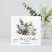 Elegante Watercolor Boho Kerst Ornament Feestdagenkaart (Staand voorkant)