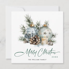Elegante Watercolor Boho Kerst Ornament Feestdagenkaart