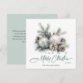 Elegante Watercolor Boho Kerst Ornament Feestdagenkaart (Voorkant / Achterkant)