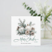 Elegante Watercolor Boho Kerst Ornament Feestdagenkaart (Staand voorkant)