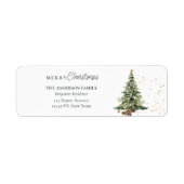 Elegante Watercolor Boom Kerstmis Etiket (Voorkant)