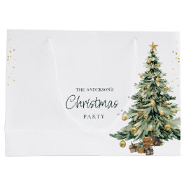 Elegante Watercolor Boom Sterren Kerstfeest Groot Cadeauzakje