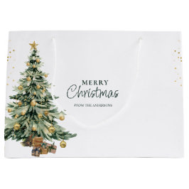 Elegante Watercolor Boom Sterren Kerstfeest Groot Cadeauzakje