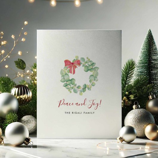 Elegante watercolor botanische krans Rode Kerstmis Feestdagenkaart