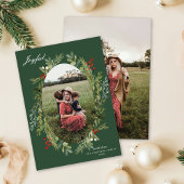 Elegante Watercolor Botanische TWEE Foto Kerst  Feestdagenkaart