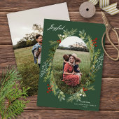 Elegante Watercolor Botanische TWEE Foto Kerst  Feestdagenkaart