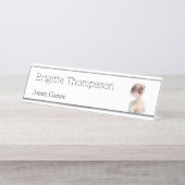 Elegante Watercolor Couture Bruidsmodeontwerper Bureau Naambordje (Voorkant)