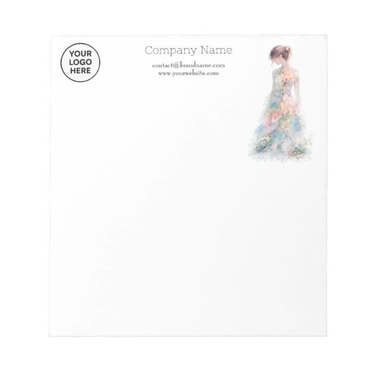Elegante Watercolor Couture Bruidsmodeontwerper Notitieblok (Voorkant)