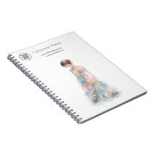 Elegante Watercolor Couture Bruidsmodeontwerper Notitieboek (Rechterzijde)